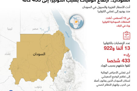 السودان.. ارتفاع الوفيات بسبب الكوليرا إلى 433 حالة