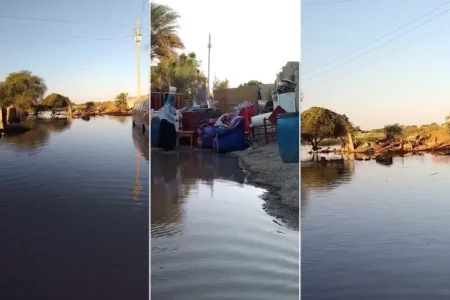 مواطنون يوثقون فيضان النيل الأبيض وغمر البيوت في الجزيرة أبا